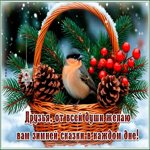 Postcard друзья, от всей души желаю вам зимней сказки в каждом дне