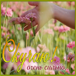 Postcard открытка скучаю очень сильно, с цветочной поляной