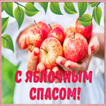 Открытка сияющая открытка яблочный спас