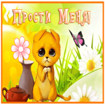 Postcard трогательная картинка прости с котиком и ромашками