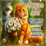 Postcard яркая гиф-открытка, друзья мои, море сюрпризов вам