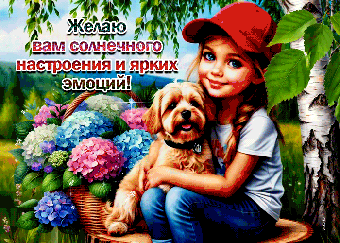 Postcard динамичная гиф-открытка, желает солнечного настроения