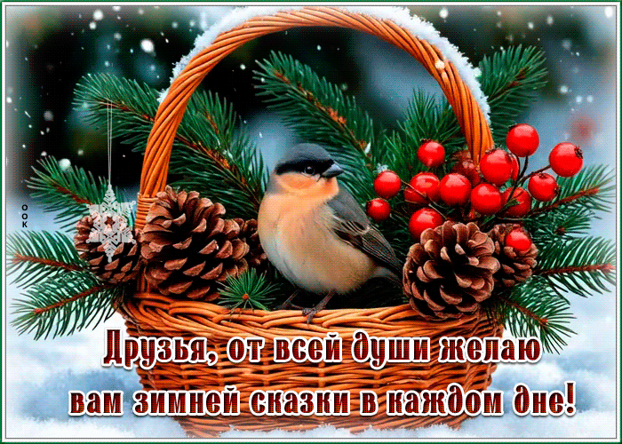 Postcard друзья, от всей души желаю вам зимней сказки в каждом дне