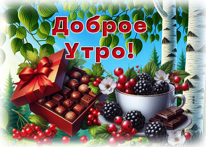 Postcard душевная гиф-открытка, конфетно-бодрого утра