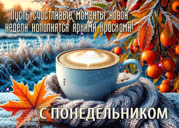 Postcard душевная открытка, понедельник и свежесть осени