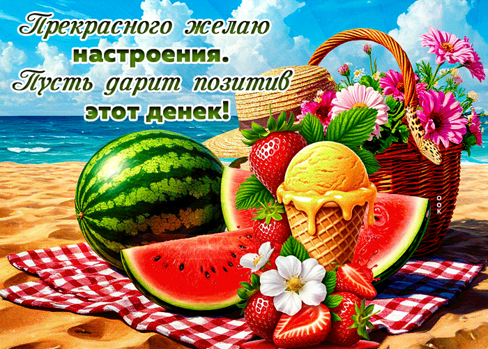 Postcard энергичная гиф-открытка, прекрасного настроения и позитивного дня
