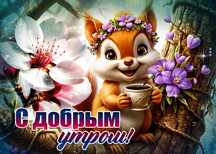 Picture искристая гиф-открытка, с весенним утром вас