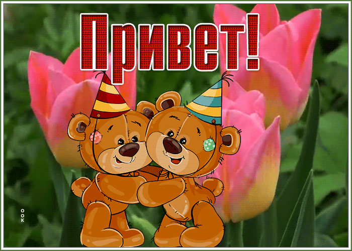 Открытка картинка привет с мишками