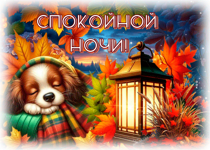 Postcard мелодичная гиф-открытка, спокойной осенней ночи