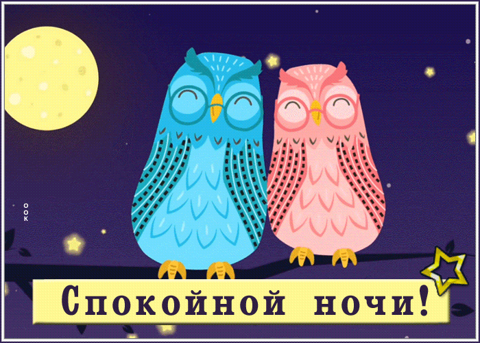 Picture милая картинка спокойной ночи с совами на ветке