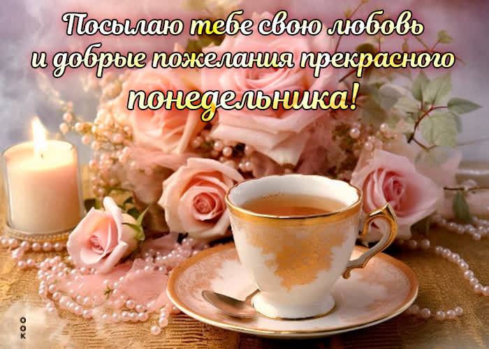 Picture ослепительная открытка с розами прекрасного понедельника!