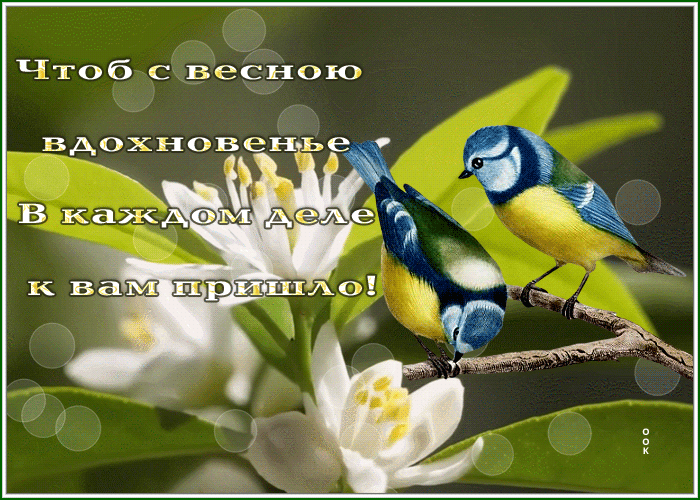 Postcard открытка чтоб с весною вдохновение - в каждом деле к вам пришло