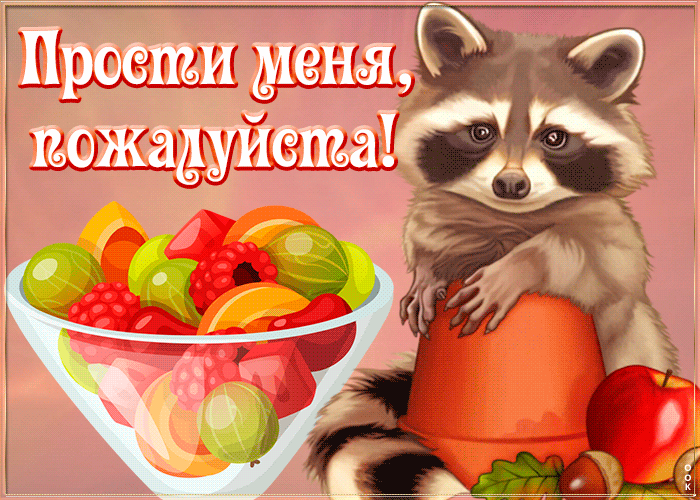 Picture открытка прости с енотом