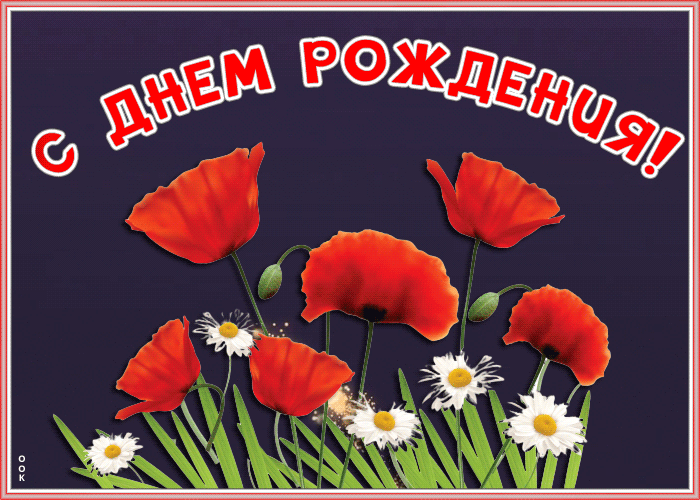Открытка открытка с днем рождения девушке с маками