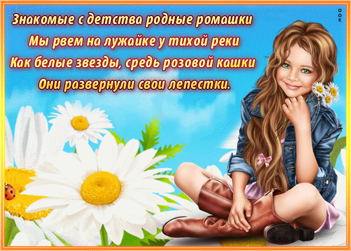 Картинка открытка с ромашками со стихами