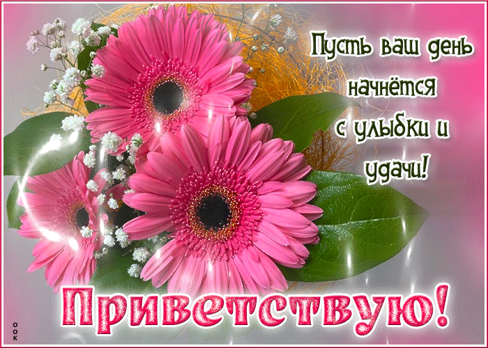 Picture отзывчивая гиф-открытка, пусть день начнется с улыбки, привет