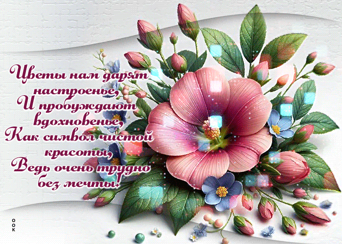 Postcard полыхающая гиф-открытка, пусть цветы подарят настроение