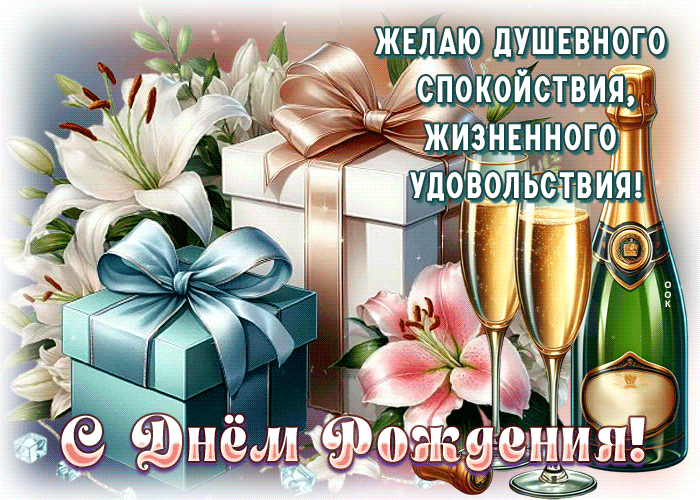 Picture потрясающая гиф-открытка, с днем рождения и душевного спокойствия