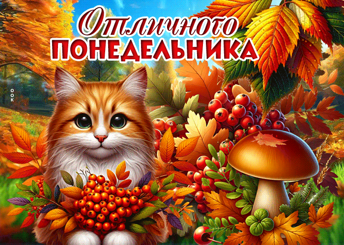 Picture радостная открытка, понедельник с теплом осенних красок