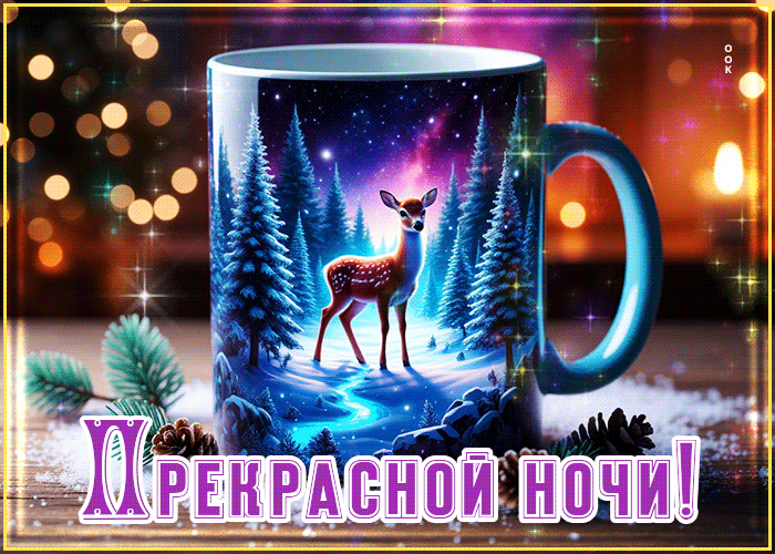 Postcard снежная атмосферная гифка прекрасной ночи