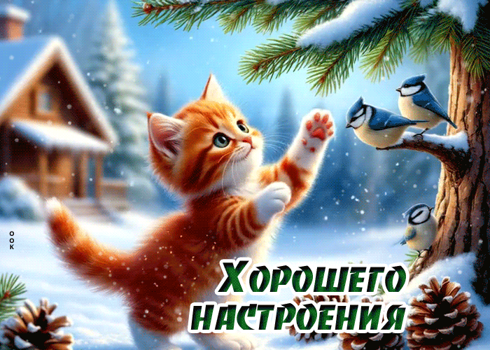 Postcard снежная атмосферная гифка хорошего настроения