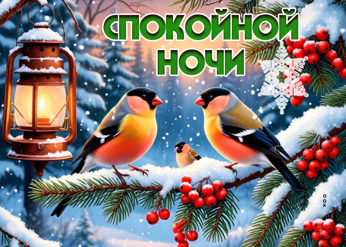 Postcard снежная трогательная гифка спокойной ночи