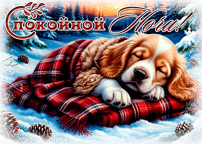 Postcard снежная волшебная гифка спокойной ночи