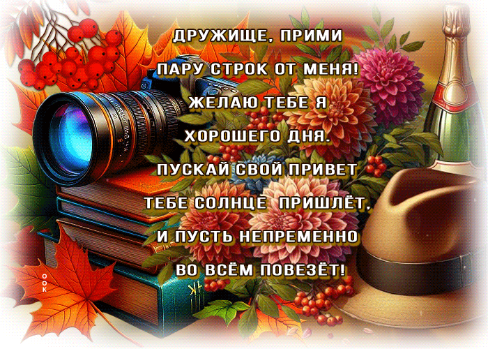 Postcard светлая открытка, другу с теплом и дружбой