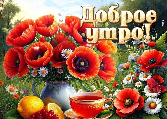 Postcard свежая гиф-открытка, с добрым утром