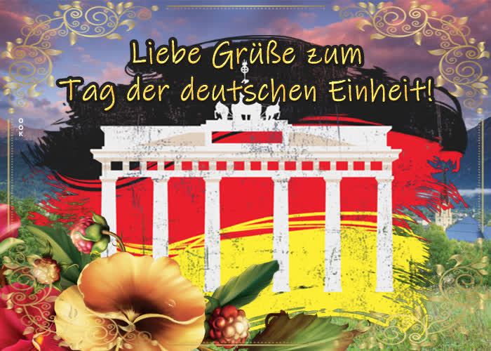 Postcard tag der deutschen einheit