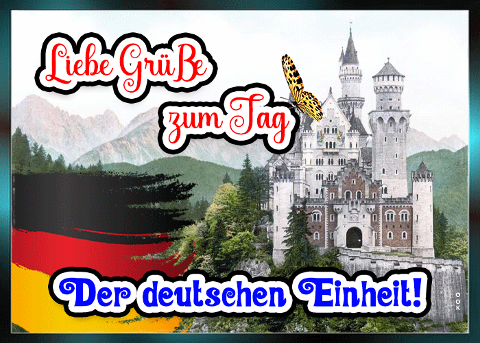 Postcard tag der deutschen einheit