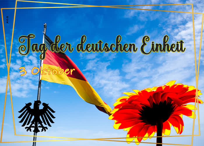 Postcard tag der deutschen einheit