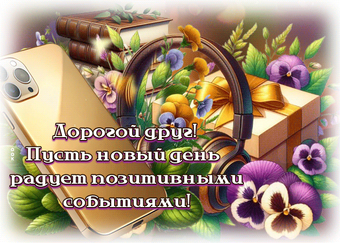 Picture творческая гиф-открытка, друг, пусть новый день тебя радует