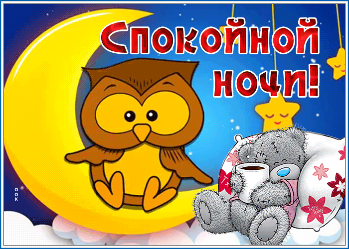 Postcard удивительная картинка спокойной ночи с совенком