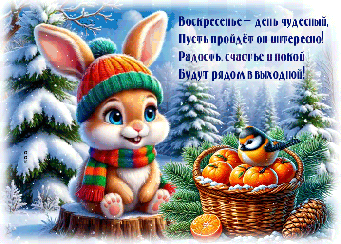 Postcard воскресенье - день чудесный, пусть пройдет он интересно