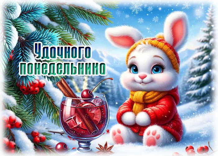 Picture зимняя нежная гиф-открытка удачного понедельника