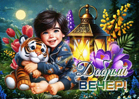 Picture декоративная гиф-открытка, самого доброго вечера вам