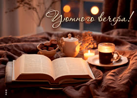 Postcard исключительная открытка с книгой уютного вечера