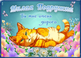 Открытка картинка подруге с котом