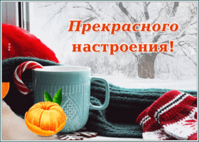 Postcard картинка прекрасного настроения с мандаринкой