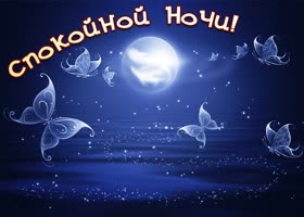 Postcard картинка спокойной ночи с волшебными бабочками