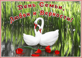 Открытка мерцающая открытка день семьи, любви и верности