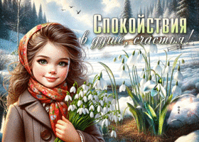 Postcard милая гиф-открытка, спокойствия в душе, счастья