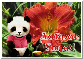 Postcard милая картинка доброе утро с цветком и пальмой