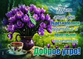 Postcard многоцветная гиф-открытка, пусть утро и день будут приятными