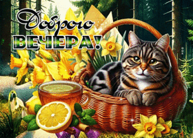 Picture обворожительная гиф-открытка, доброго вечерочка от котика