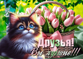 Postcard очаровательная гиф-открытка, друзья, вы лучшие