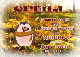 Postcard оптимистичная гиф-открытка, пусть осень подарит яркую палитру в эту среду