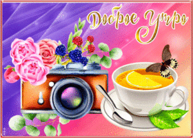 Открытка открытка доброе утро с яркими цветами