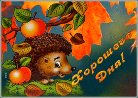 Картинка открытка хорошего дня с очаровательным ежиком